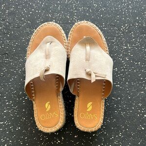 Franco Sarto beige platform sandals